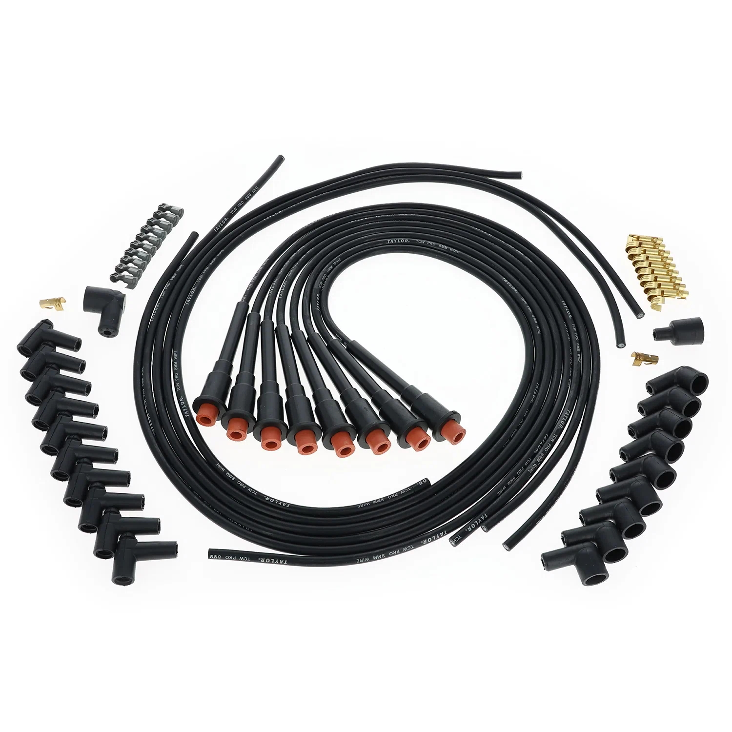 Spark Plug Wire Set Universal 8mm Silicone 180_ 0 ohm_ft Prowire Solid 75087